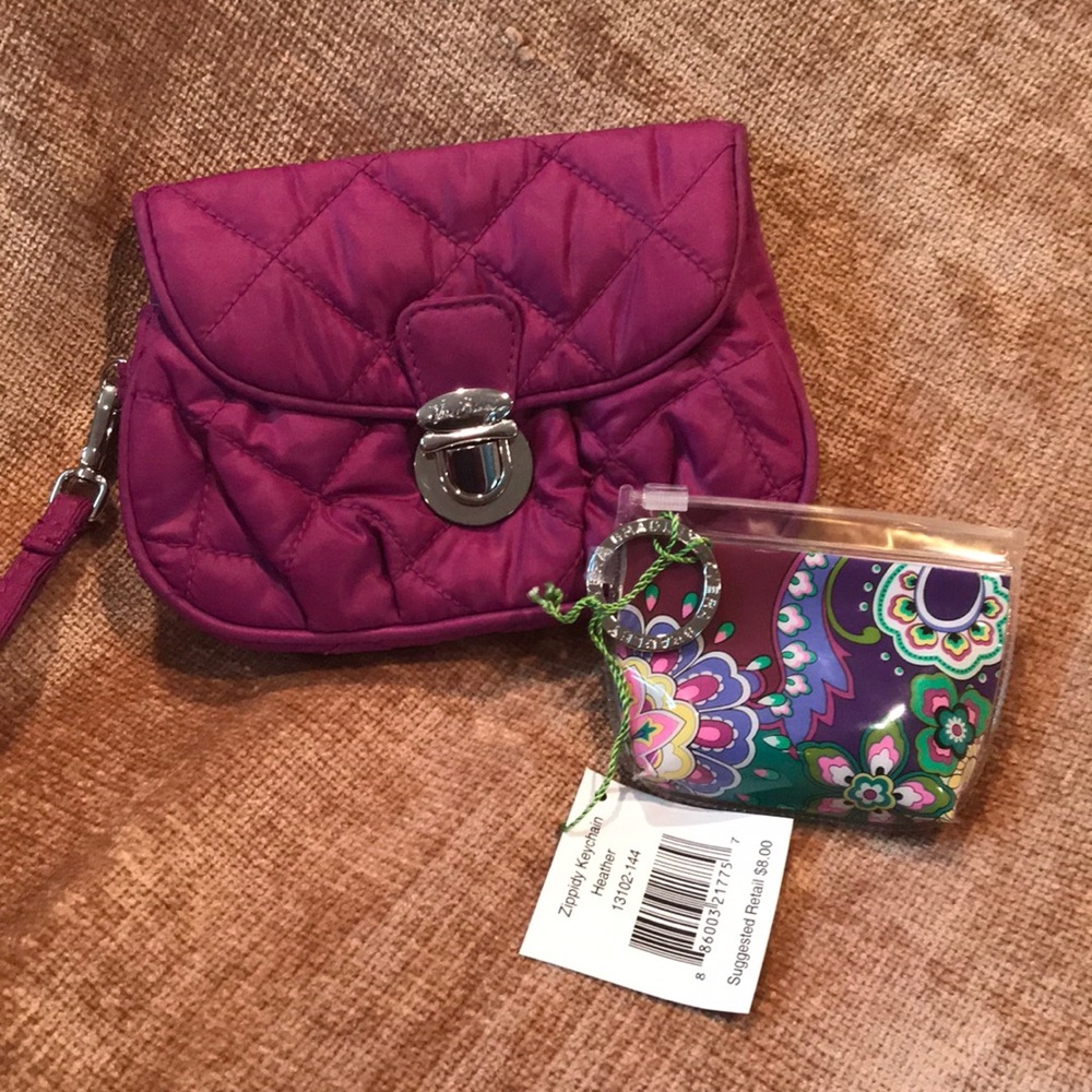 Vera Bradley Puffy Wristlet & NWT Zippity Keychain